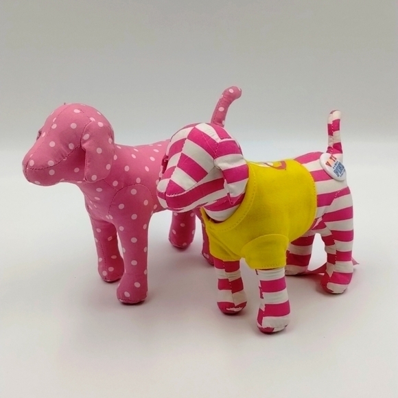 Victoria's Secret PINK Signature Plush Dogs VS stripe collector - Picture 1 of 7